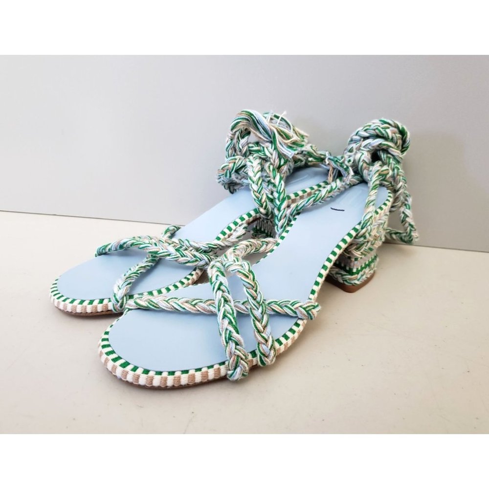 Anthropologie AMAMBAIH Isabel Braided Wrap Heel Sandals Green - Picture 2 of 5